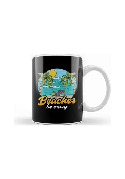 Beaches Be Crazy Funny Beach Vacationing Pun Kupa Bardak Porselen Karışık