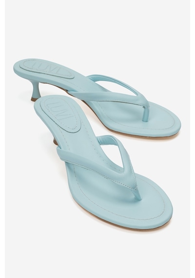 Luvi Shoes Norell Bebe Mavi Cilt Parmak Arası Kadın Topuklu Terlik