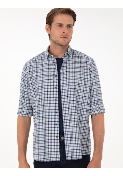 Pierre Cardin Erkek İndigo Gömlek Desenli 50292811-vr028 İndigo
