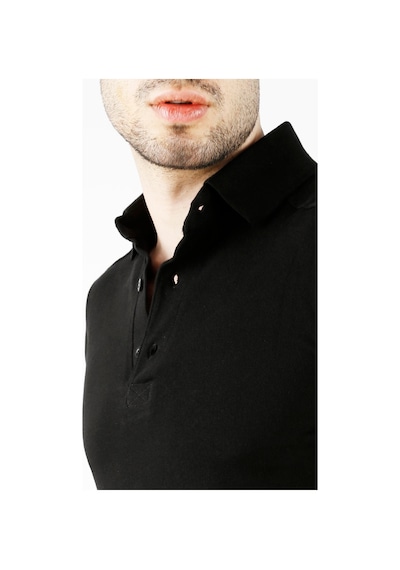 Uniprom Polo Yaka %100 Pamuk T Shirt Erkek Siyah Koyu Siyah