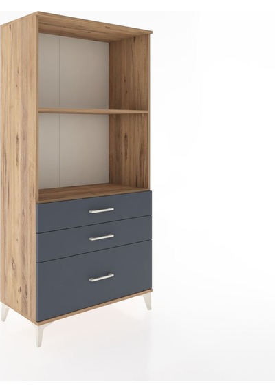 Hyperion Dolap 2 Raflı 3 Çekmeceli 88x44x182 Çam-antrasit Atlas Çam