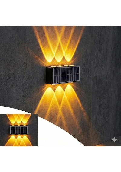 20w Güneş Enerjili Dış Mekan Bahçe Duvar Lambası - Cata Kos Solar Led Aplik - Ip65 Su Geçirmez, 3200k Gün Işığı & Amber Dekoratif Aydınlatma Amber Renk Işık