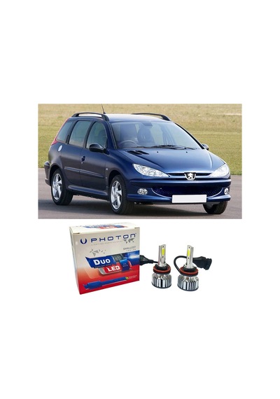 Peugeot 206 Sw Uzun+kısa Far Ampulü H4 Duo Yeni Seri Beyaz 2002-2007