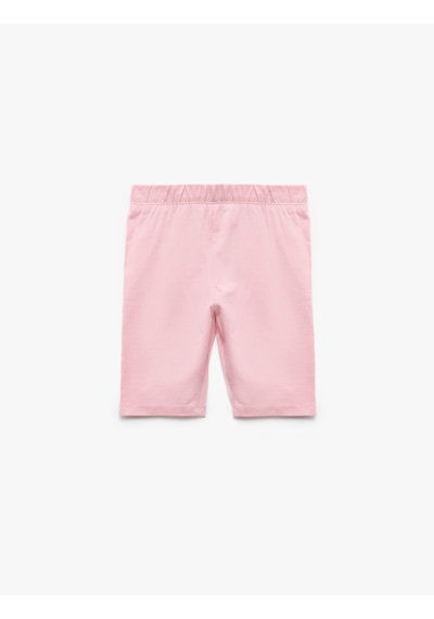 Koton Pamuklu Beli Lastikli Basic Kısa Tayt Pembe 5skg40056ak Gül