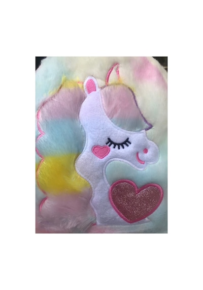 Unicorn Desenli Peluş Sırt Çantası Mavi Çok Renkli