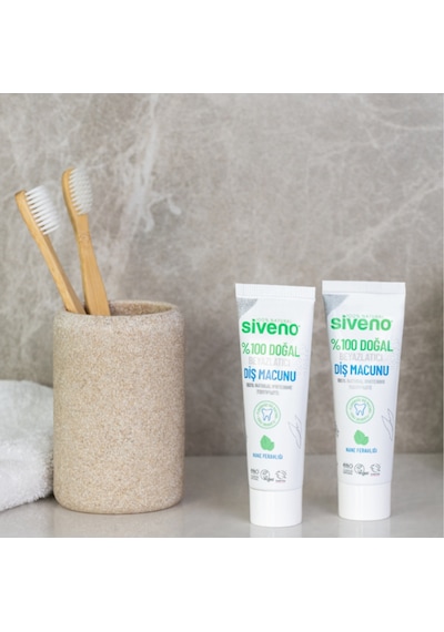 Siveno %100 Doğal Diş Macunu Beyazlatıcı Nane Ferahlığı Florürsüz 65 G