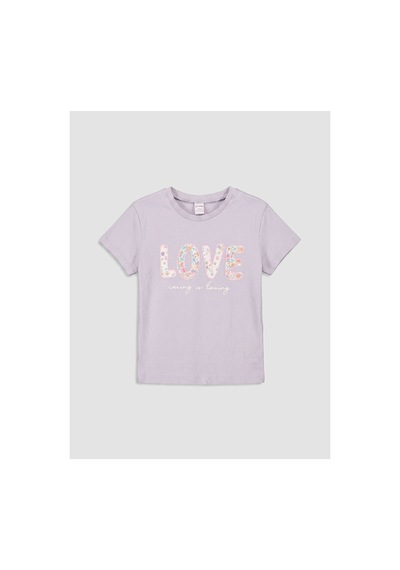 Lc Waikiki Alıta Cıty Farkıyla Lcw Kids Lila Oval Yaka Baskılı Kız Çocuk Tişört 2'li Lila - 931022054 Lila
