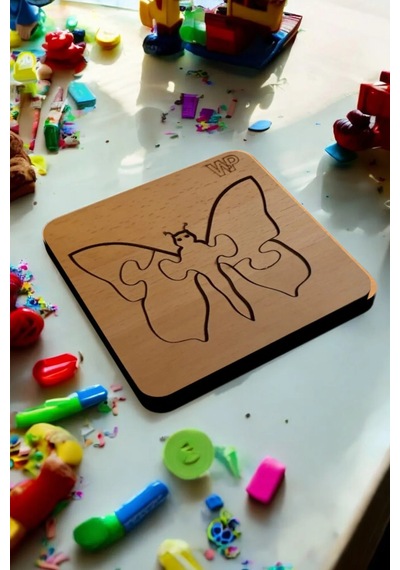 Plywood Ahşap Boyanabilir Çocuklar Puzzle Kelebek Boya Setli