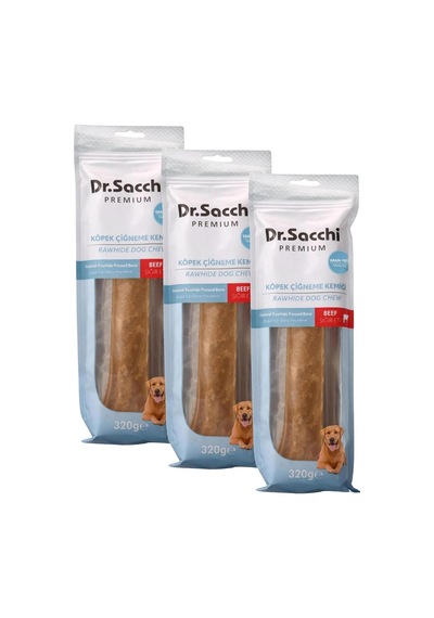 Dr.sacchi Premium Sığır Etli Doğal Sığır Derisi Press Kemik Tahılsız Köpek Ödülü 12310-330 Gr 1'li 3 Paketi