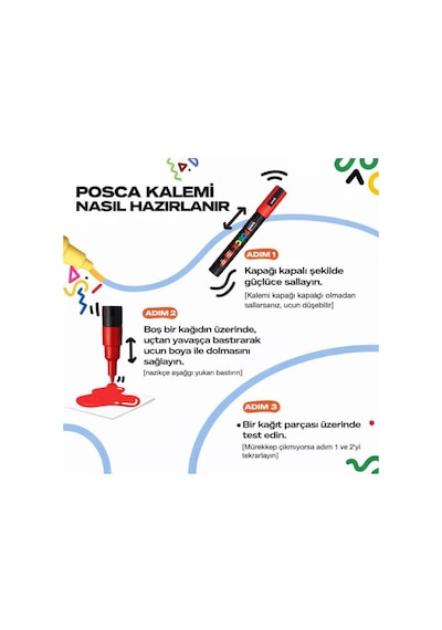 Uni Posca Su Bazlı Marker Seti Pc-5m 1.8 2.5 Mm 16 Renk Çok Renkli