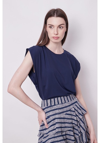 Jument Şık Likralı Span Kumaş Kolsuz Geniş Sıfır Yaka Düşük Omuzlu Basic Tshirt Bluz-lacivert Lacivert Jument Şık Likralı Span Kumaş Kolsuz Geniş Sıfır Yaka Düşük Omuzlu Basic Tshirt Bluz-lacivert Lacivert