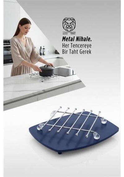 Juliette Serisi Krom Kare Metal Nihale - 19 Cm Isıya Dayanıklı Lüks Tencere Altlığı Açık Bej