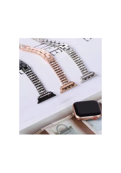 Newface - 639 - Apple Watch Uyumlu 38mm Live Taşlı Kordon - Csmo-tex - - Gold