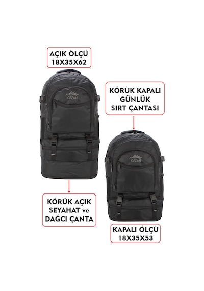 Dada Körüklü Dağcı Sırt Outdoor Kamp Trekking Seyahat Ve Günlük Sırt Çantası 65 Litre Siyah