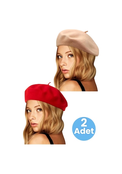 Uniquetrenders Kadın Fransız 2'li Ressam Bere Vizon Kırmızı Kırmızı - Vizon