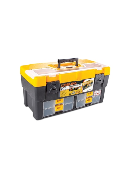 Takım Çantası Alet Kutusu Kapaklı Mini Bölmeli Organizer Dayanıklı Plastik Malzeme 14'' 20 İn-b