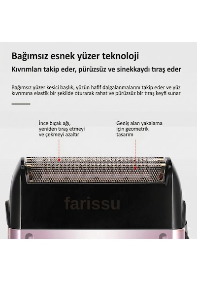 Pritech Rf-1551 Şarjlı Erkek Tıraş Makinesi - Deri Kaplama 3d Yüzer Başlık Sinekkaydı Tıraş Makinesi