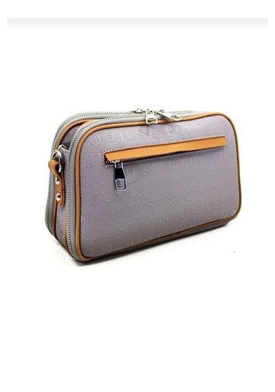Just Polo Kadın Günlük Kullanıma Uygun Gofraj Baskılı Lüks Omuz Çantası Shoulder Bag Gri