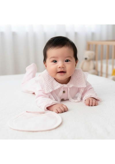 Ürünya Kız Bebek Pamuklu Uzun Kollu İşlemeli 5'li Set Pembe