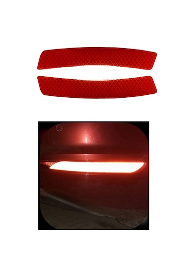 Araç Araba Oto Tampon Sticker Yapıştıma Reflektörü Kırmızı