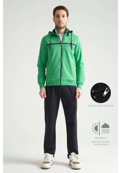 Shooter Sportswear Shooter Premium Dik Yaka Rahat Form Klasik Paça Erkek Eşofman Takımı Yeşil