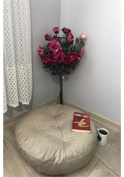 Makrome Salıncak Yer Minder Puf 60 x 60 Bej