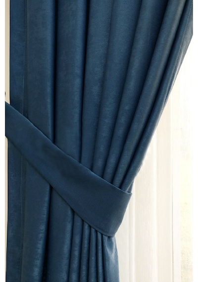 Evdepo Home Indigo Düz Renk Soft Fon Perde Tek Kanat Mavi