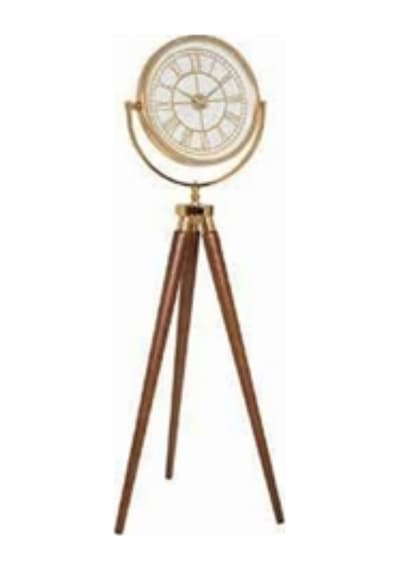 Tripod Saat Gold Ceviz Dekoratif Ayaklı Saat Siyah