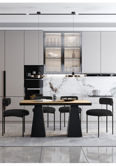 Avvio Venera Lake Mdf Ayak Teddy Sandalye 80x120 Yemek Masası Mutfak Masası 4 Kişilik Masa Sandalye Takım Akça