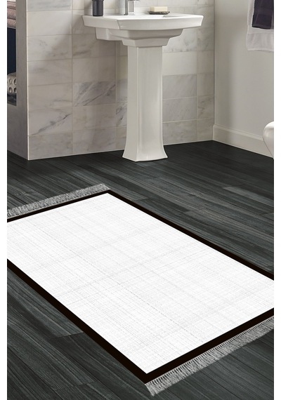 Kaymaz Taban Djt Banyo Mutfak Salon Halı Trend Saçaklı Dokuma Desen E5007 Açık Gri