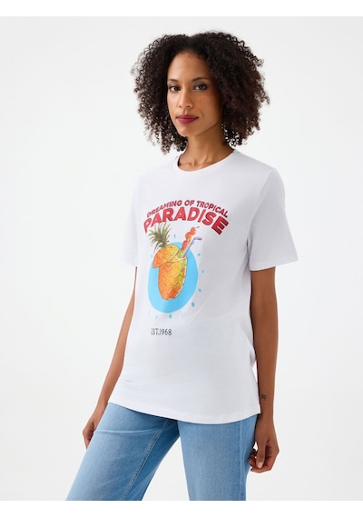 LOFT Regular Fit Kadın Tshirt K.kol Lf2039012 Q1.v1 Beyaz