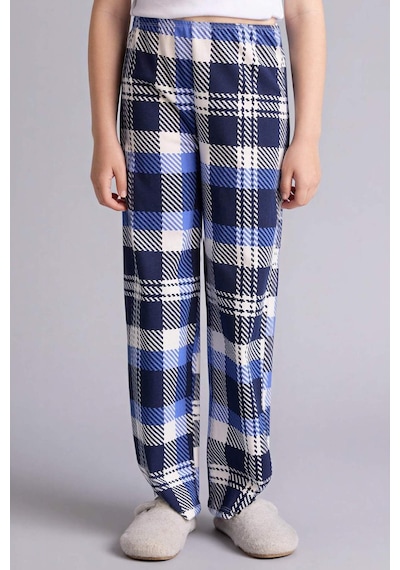 Defacto Kız Çocuk Pijama Takımı Baskılı Uzun Kollu Üst Kareli Uzun Alt F7288a825auwt79 Beyaz-wt79