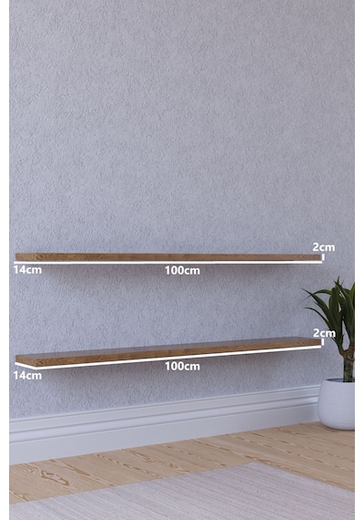Yankı-BYEG 2li 100 cm Safir Meşe Mdf Duvar Rafı Gizli Bağlantı Kitaplık