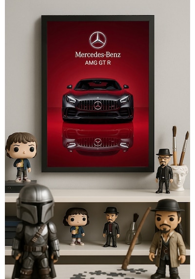 Mercedes-benz Amg Gt R Ahşap Çerçeveli Poster, Dekoratif Araba Duvar Tablosu