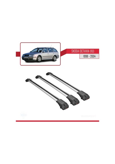Skoda Octavia 1u 1998-2004 Arası İle Uyumlu Ace-1 Ara Atkı Tavan Barı Gri 3 Adet Bar