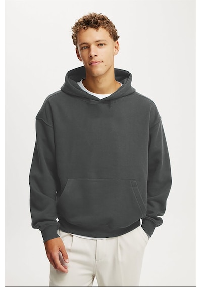 Madmext Füme Kapüşonlu Kanguru Cep Erkek Sweatshirt E7169 Füme