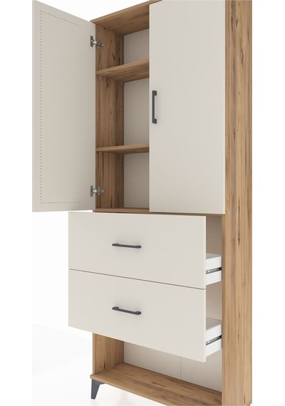 Arges Dolap 3 Raflı 2 Çekmeceli 2 Kapaklı 88x30x221 Çam-aytaşı Atlas Çam