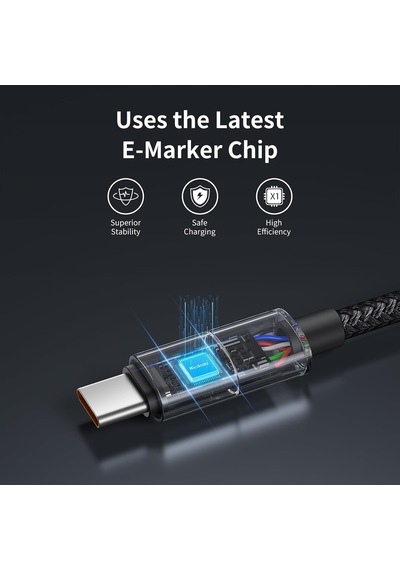 Ca-8180 Usb Typec 6a 7 Renkli Led Işıklı Şarj Data Kablosu