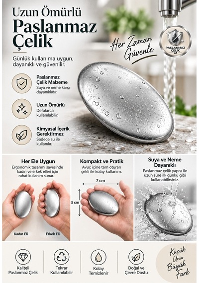 Gümüş Paslanmaz Çelik Sabun Metal Koku Giderici El Sarımsak Soğan Balık Kokusu Giderme Aparatı Karışık