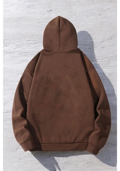 Special Agent Baskılı Oversize Sweatshirt Kahverengi