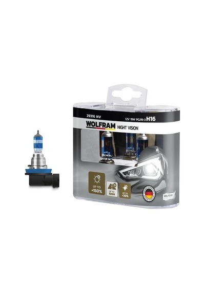 Wolfram 12v H16 Ampul 19w +%150 Fazla Işık Nıght Vısıon 2 Ad