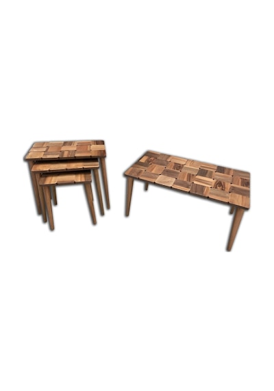 Orta Sehpa Ve Zigon Kareli Tabla Model Kayın Torna Retro Ayak Par