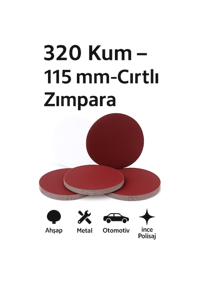 Merttools Cırtlı Zımpara 115 Nk Alüminyum Oxide 320 Kum - 10 Adet