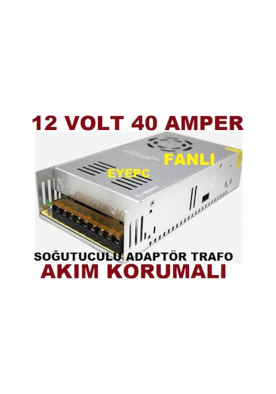 12 Volt 40 Amper Akım Korumalı Metal Kasa Trafo Adaptör 12V