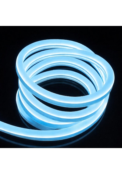 Neon Şerit Led 220 Volt Esnek Silikonlu Aydınlatma + Fiş Dahil 1 Mt-ıce Blue Ice Blue