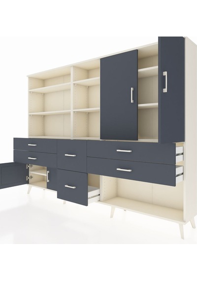 Arges Dolap 10 Raflı 6 Çekmeceli 4 Kapaklı 220x30x163 Aytaşı-antr Aytaşı-antrasit