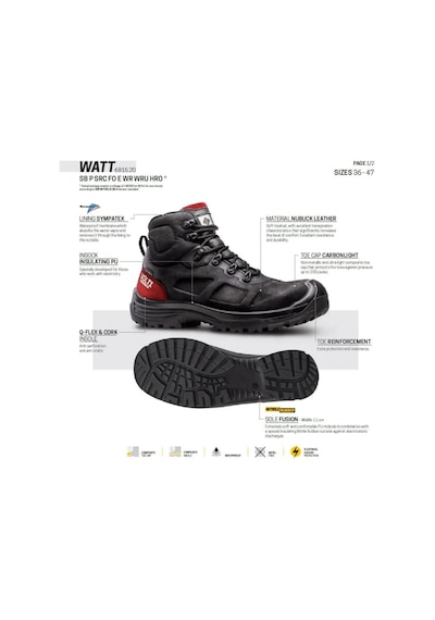 Toworkfor Hıker Black S3 Src Wru Su Geçirmez İş Botu Siyah