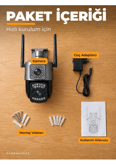 6mp Wifi Çift Lensli Ptz Güvenlik Kamerası Hareket Takibi Gece Görüşü Uzaktan İzleme İki Yönlü Ses Dış Mekan Kamera