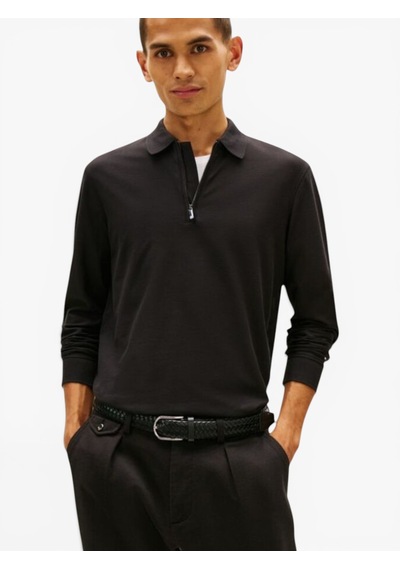 Tommy Hilfiger Dc Performance Zıp Polo Erkek Siyah Polo - Mw0mw44244