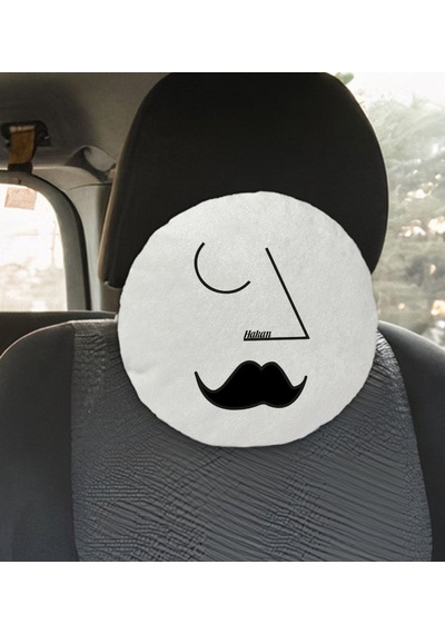 Bk Gift Kişiye Özel İsimli Picasso Erkek Figürlü Yuvarlak Araç Koltuk Yastığı-1